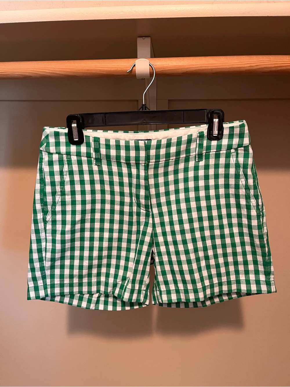 J. Crew Green and White Gingham Shorts